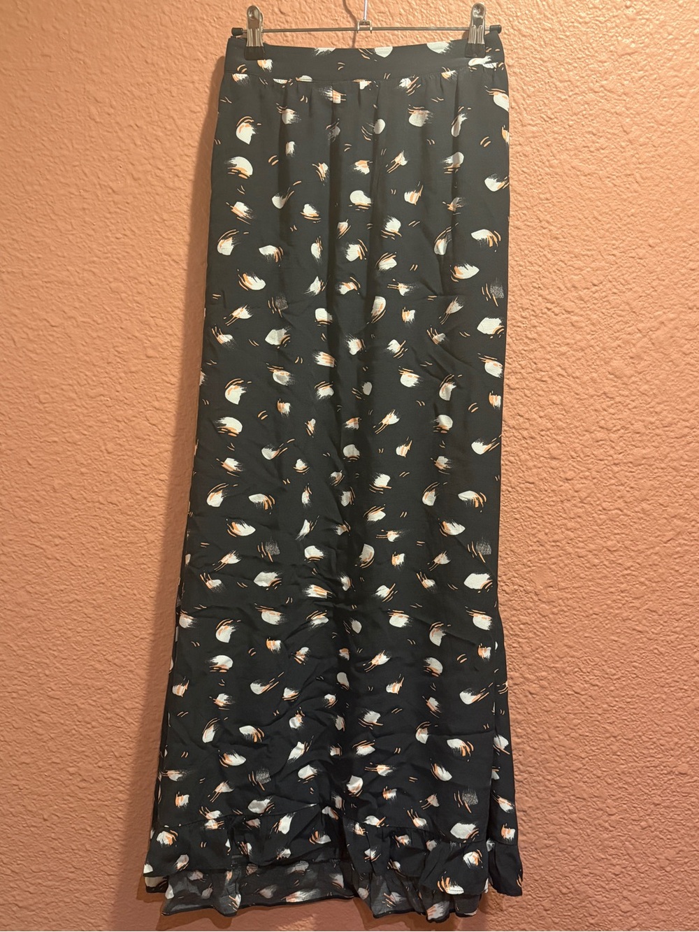 Black Midi Skirt with Abstract Print